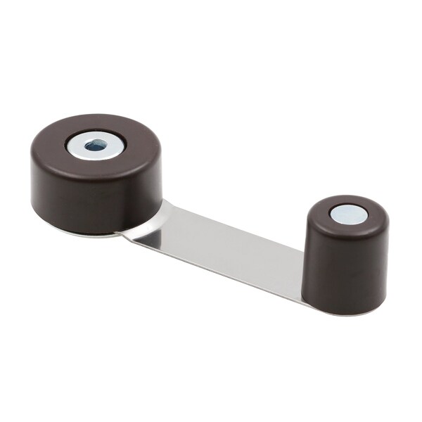 Prime-Line Door Stop w/ Door Retainer on Pivoting Arm, Brown, w/Adhesive Back, For 1-3/4 in. Thick Door U 101117 - main